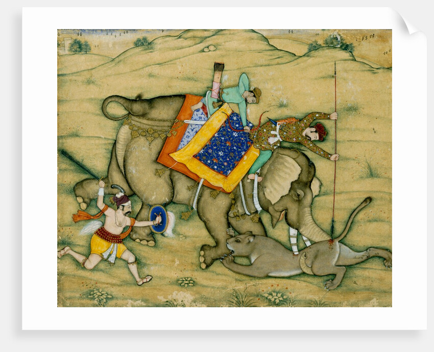 A Mughal Prince spearing a lioness. India, 1605 by Unknown