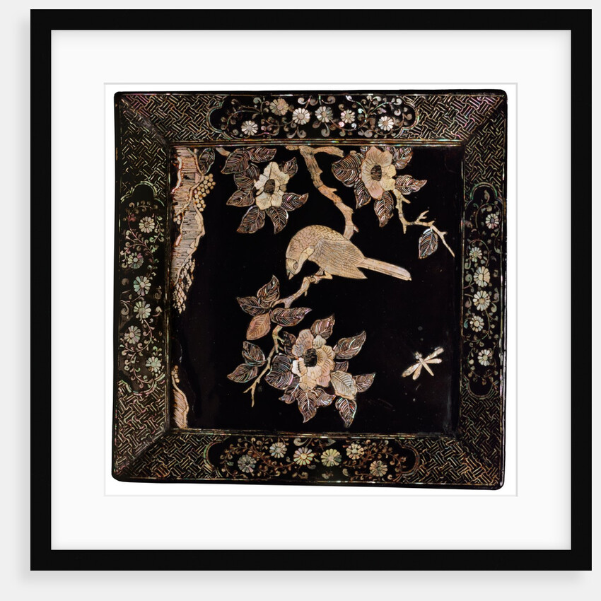 Square tray with Bird on a Flowering Branch. China, 16th century by Unknown