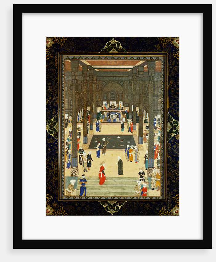 Miniature painting of a court scene by Haj Al Mulk