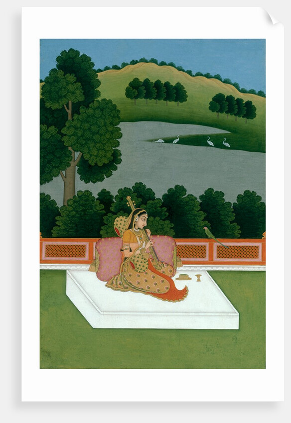 A lady playing the Vina. Murshidabad, India, mid-18th century by Unknown