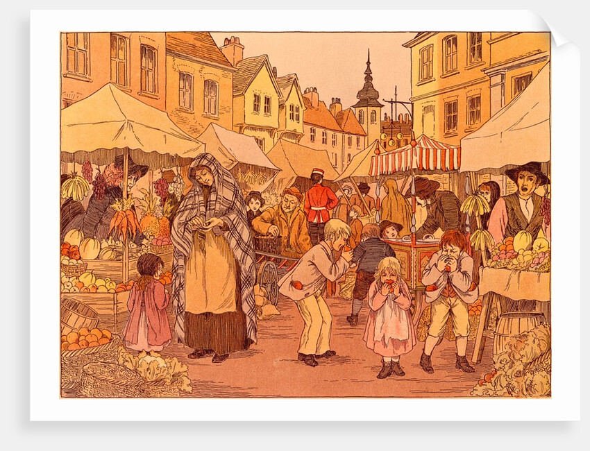 Fruit Stalls, illustration by Francis Donkin Bedford. England, 1899 by Francis Donkin Bedford