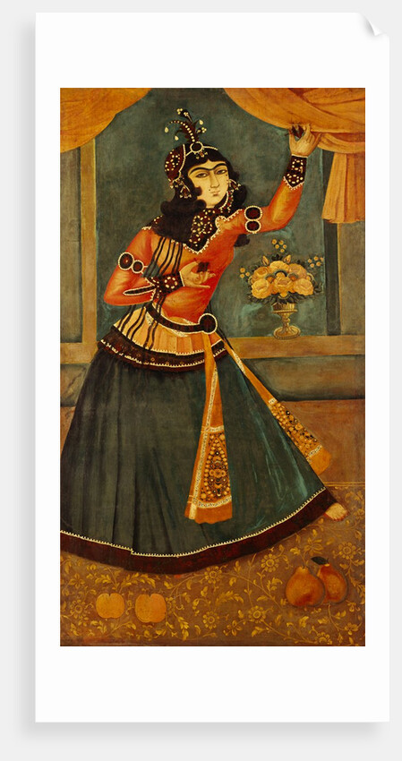Lady Dancing and Playing Castanets. Iran, Qajar dynasty, 19th century by Unknown