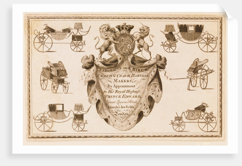 Trade Card of Sargeant & Birch. England, late 18th century by Unknown