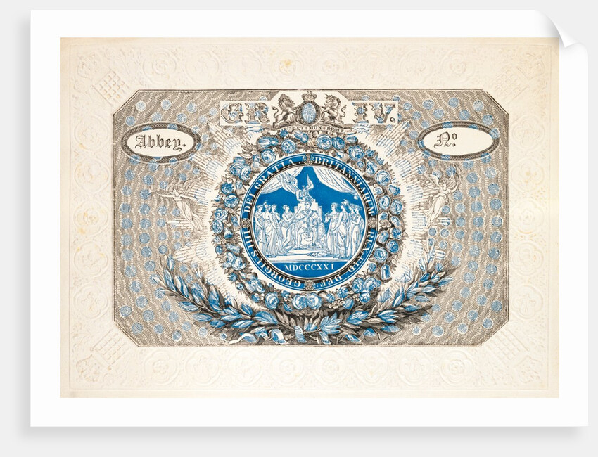 Admission ticket to the Abbey for The Coronation of King George IV. England, early 19th century by Unknown