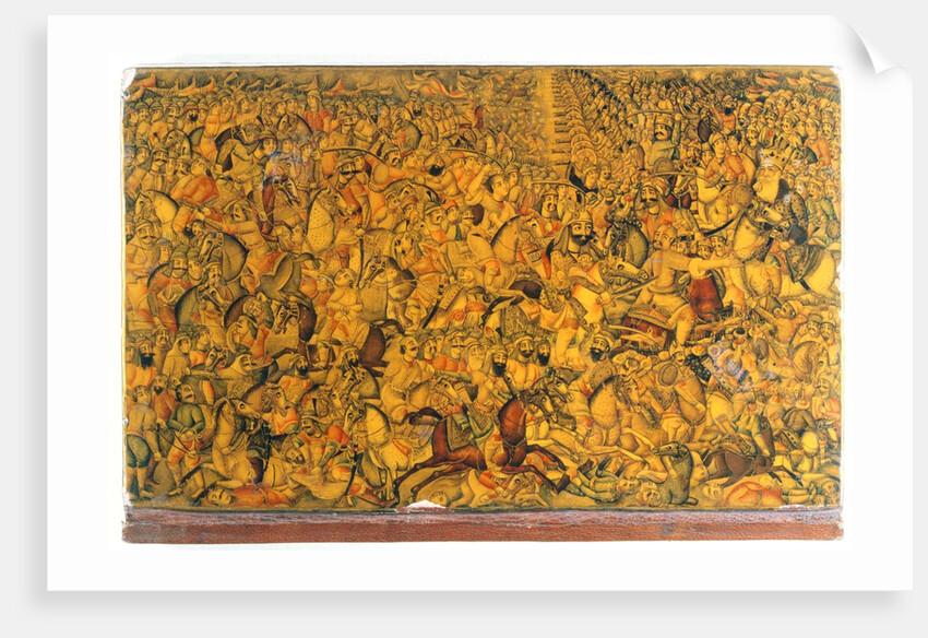 Battle scene depicted on a book cover. Persia, 1739 by Anonymous