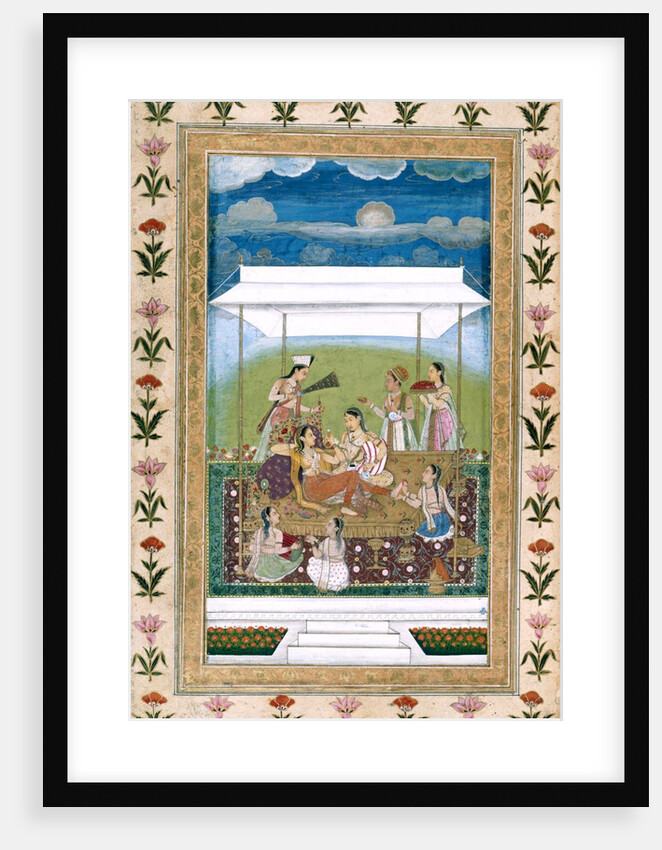 Ladies on a terrace under a canopy. India, Mughal period, c.1725-30 by Unknown