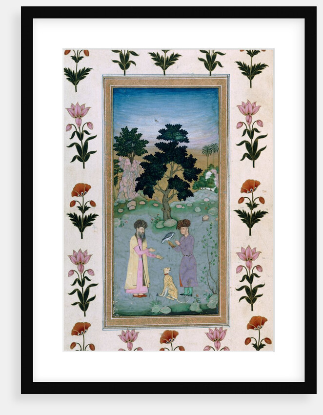 A Falconer with a companion and a cheetah, India, early 17th century by Unknown
