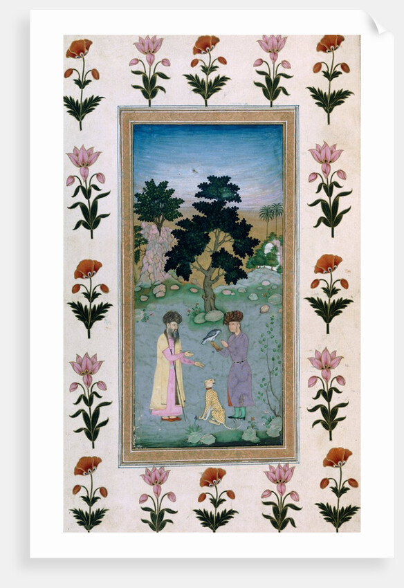 A Falconer with a companion and a cheetah, India, early 17th century by Unknown