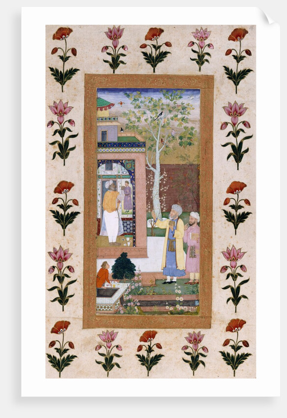 An artist decorating the inner wall of a pavilion. India, early 17th century by Unknown