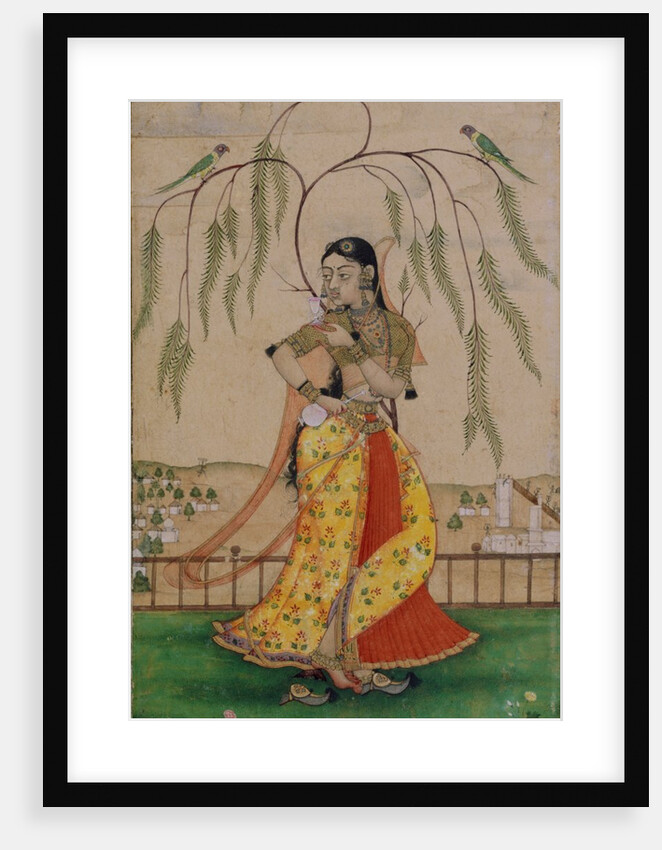 Girl holding cup and flask. Deccan, India, 18th century by Unknown