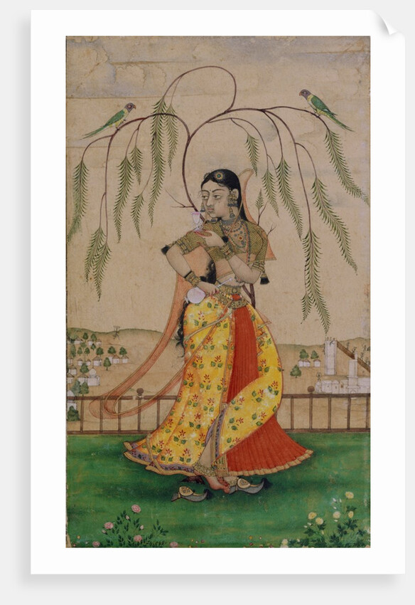 Girl holding cup and flask. Deccan, India, 18th century by Unknown