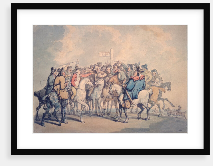 The Betting Post by Thomas Rowlandson
