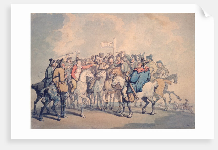 The Betting Post by Thomas Rowlandson