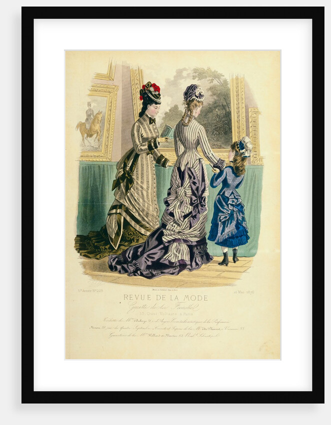 Woman`s & Girl`s Fashions, visiting an art gallery. Paris, France, 1876 by Anonymous