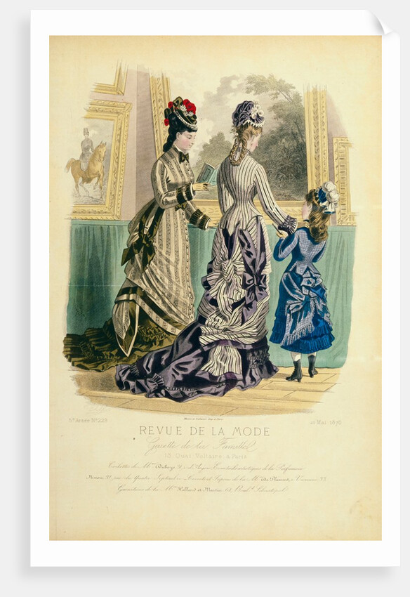 Woman`s & Girl`s Fashions, visiting an art gallery. Paris, France, 1876 by Anonymous