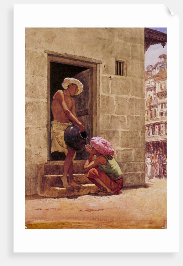 A Drink On The Way, a street scene in Bombay by John Griffiths