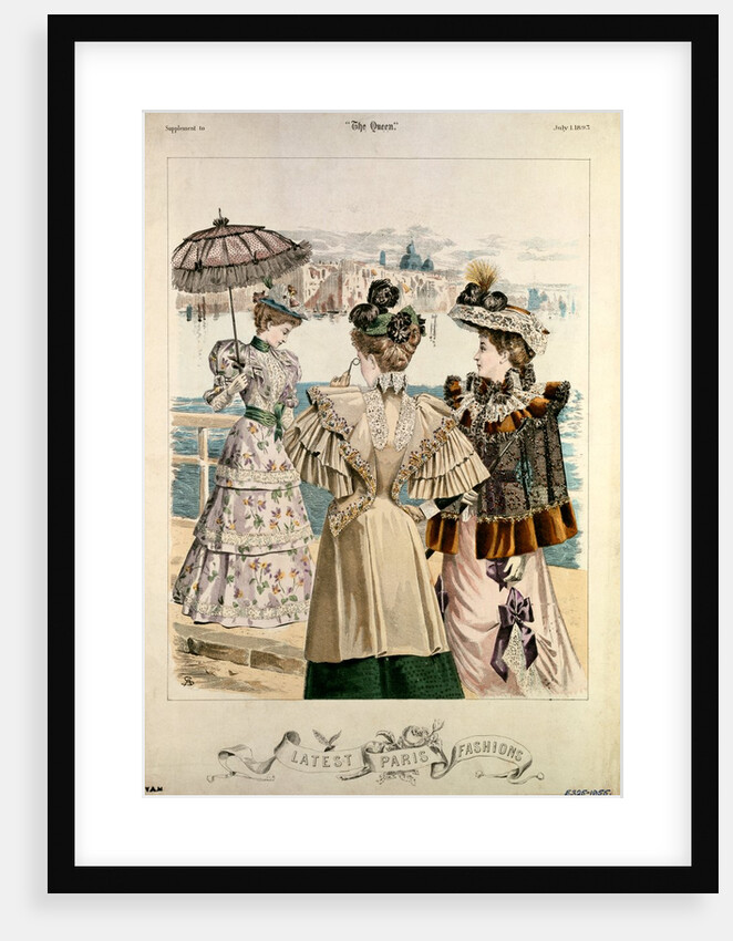 Latest Paris Fashions from The Queen. France, 1893 by Adolf Karl Sandoz