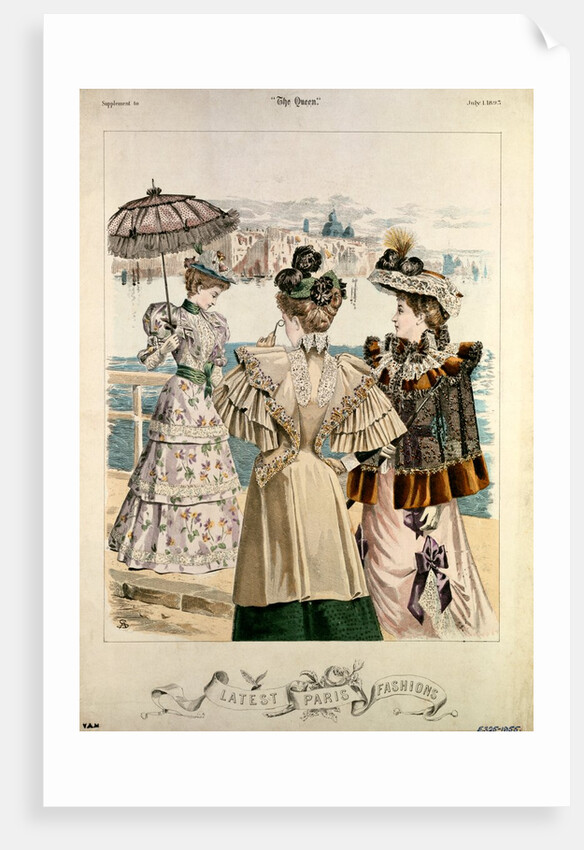 Latest Paris Fashions from The Queen. France, 1893 by Adolf Karl Sandoz