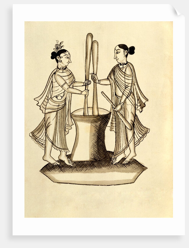 Newari women making rice by Unknown