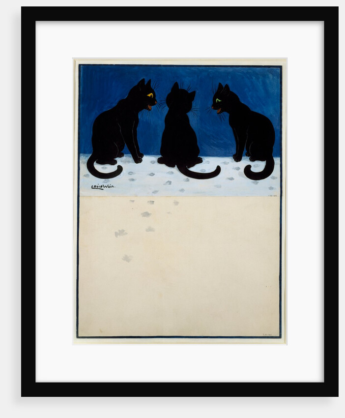 Three Black Cats in The Snow by Louis William Wain