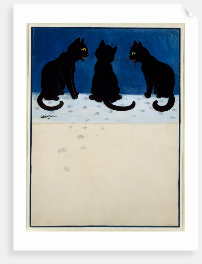 Three Black Cats in The Snow by Louis William Wain