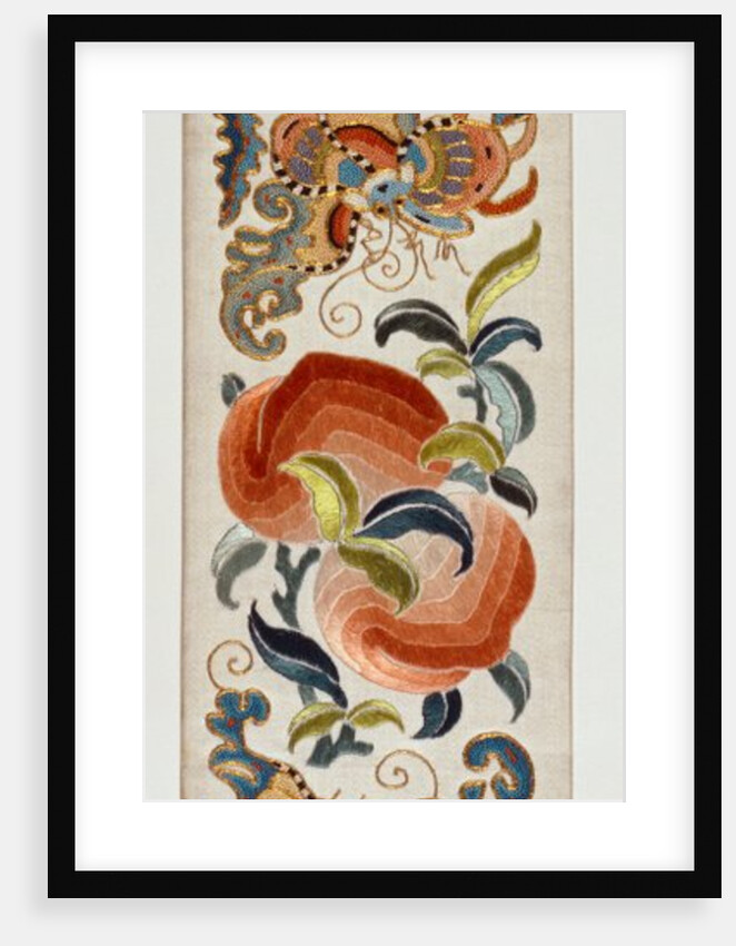 Sleeve band embroidered with peaches and butterflies. China, 19th century by Anonymous