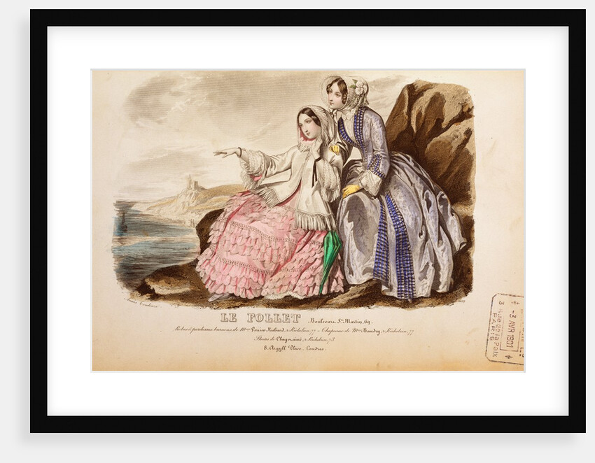 Two Women on Rocks, Le Follet, Journal du Grand Monde. France, 19th century by Anonymous