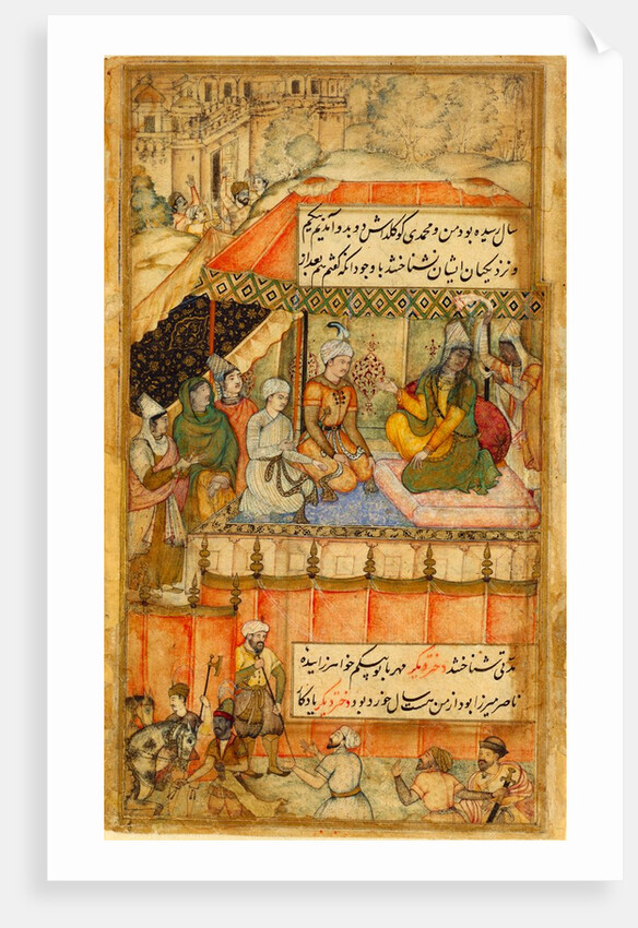 Queen holding audience in a tent by Unknown