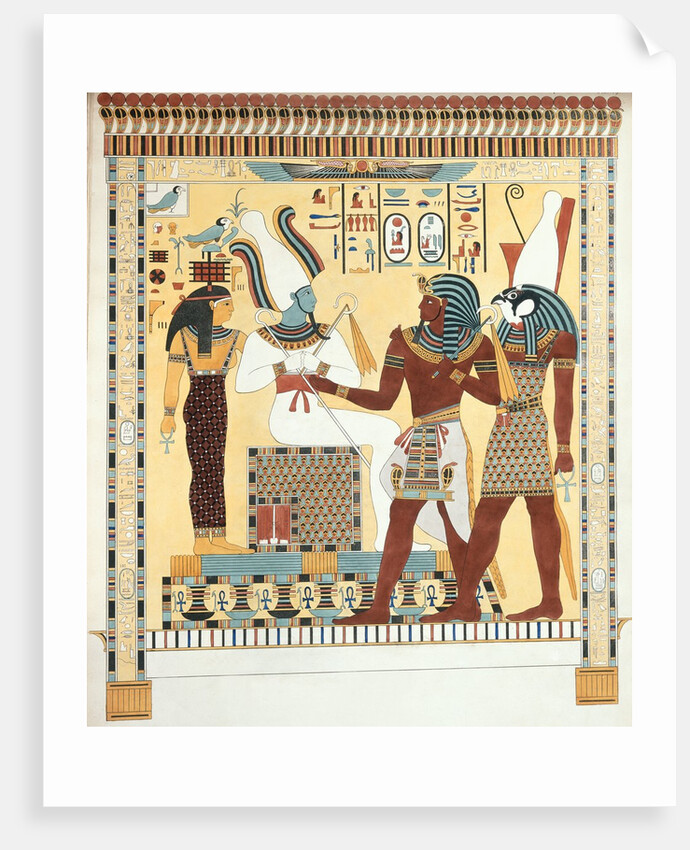 Seti I being conducted by Horus into the presence of Osiris. Luxor, Egypt, 19th century by Giovanni Battista Belzoni