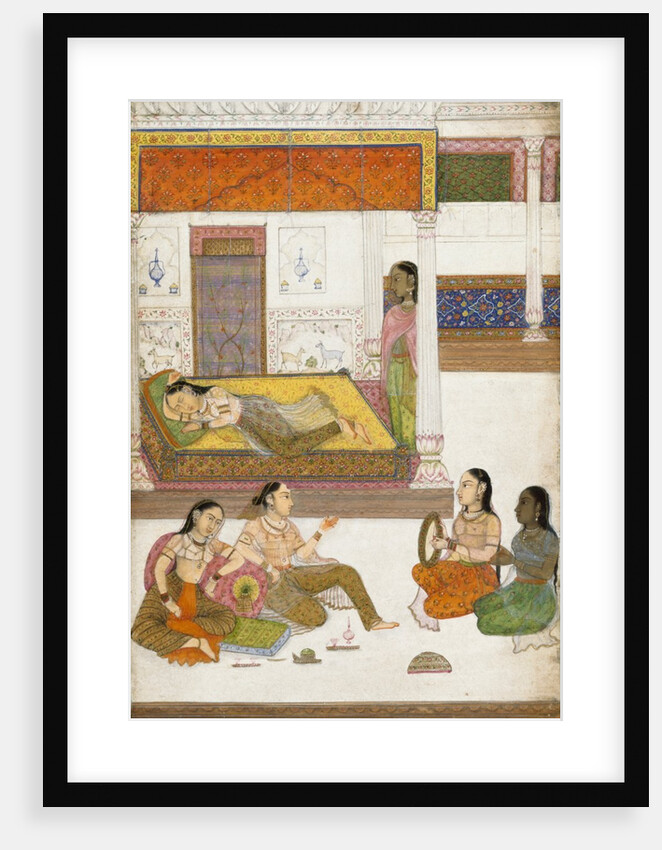 Indian ladies on beds by Unknown