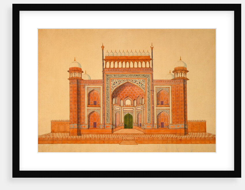 Elevation of the entrance gateway to the garden court of the Taj Mahal by Unknown