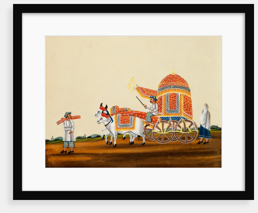 Bullock cart with domed canopy and purdah curtains by Unknown