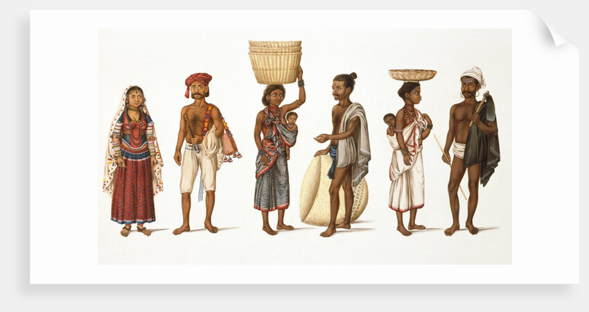 A lambadi man, basket-maker and tank-digger each with their wives by Unknown