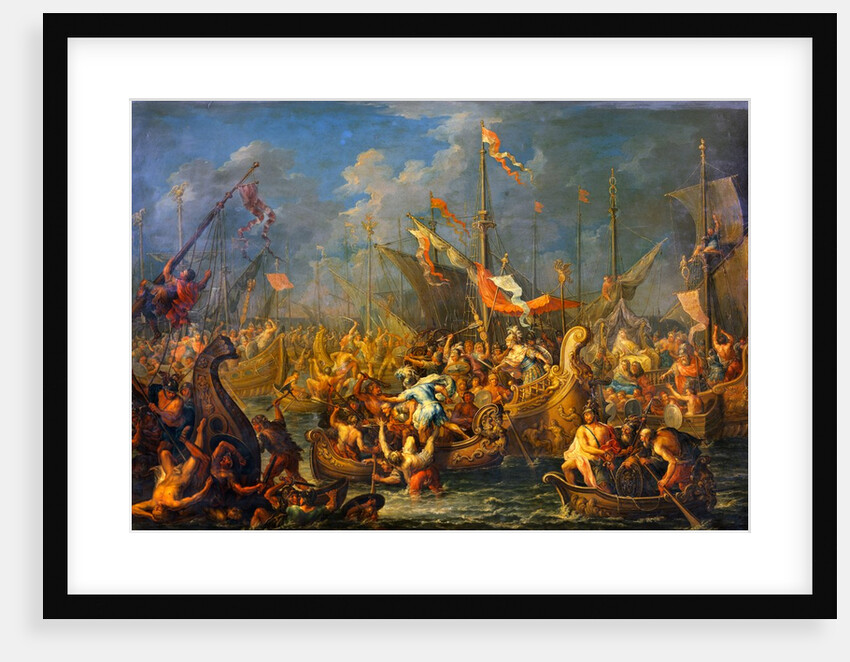 Anthony and Cleopatra at the battle of Actium by Johann Georg Platzer