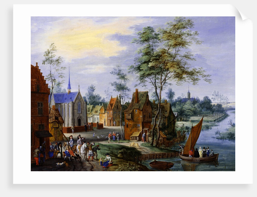 A Flemish Village with a River View by Peeter Gysels