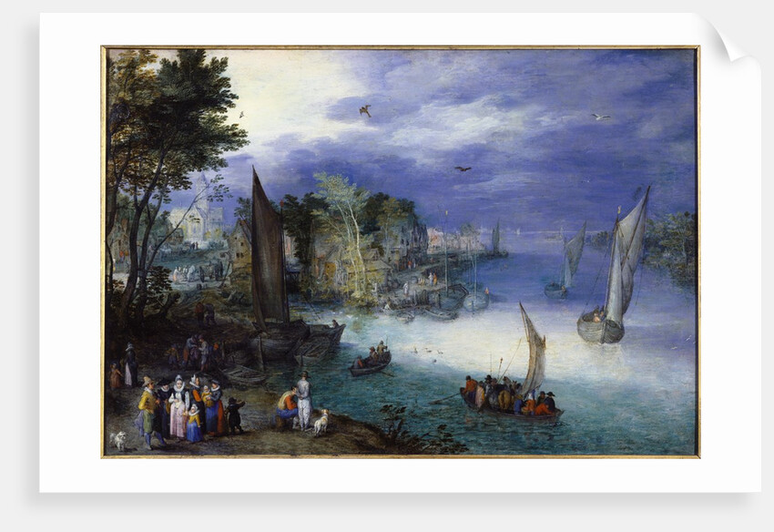 River  Scene with Boats and Figures by Jan Brueghel(the Elder)