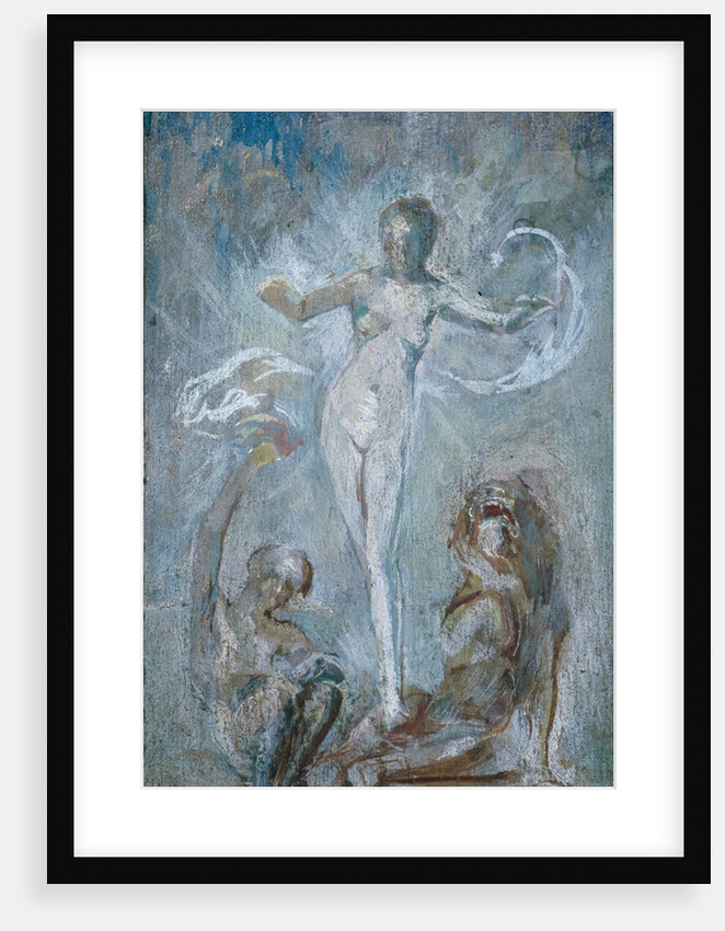 Standing female nude between a lion and a satyre by Alfred Gilbert