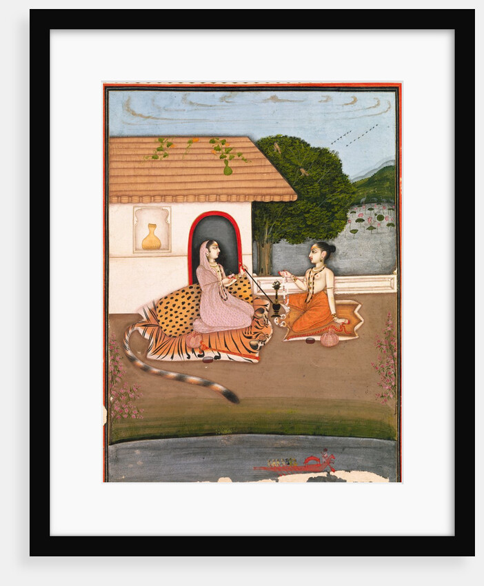 Two female ascetics seated in discussion outside a hut. Murshidabad, India, mid-18th century by Unknown