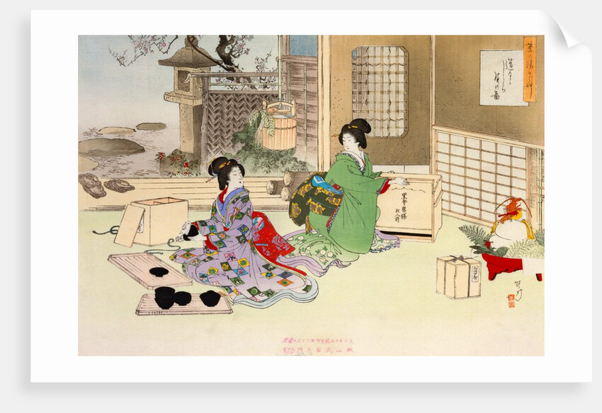 Cleaning the Lacquer Tableware for New Year's Day by Mizuno Toshikata