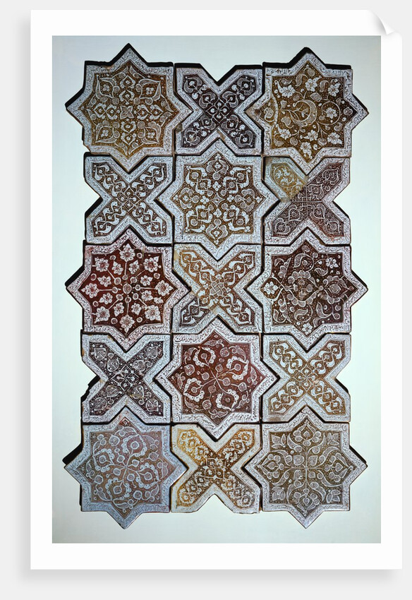 Panel of fifteen tiles. Koshan, Persia, 1262 by Ali ibn Muhammad ibn Abi Tahir