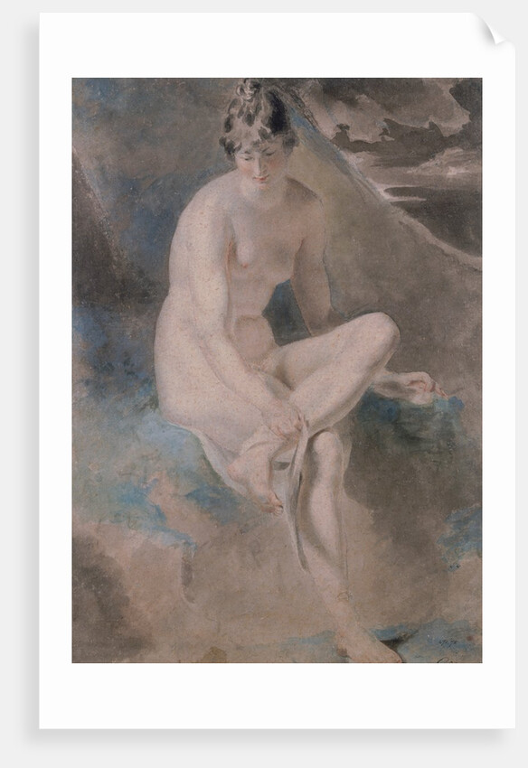 Study from the Nude Female seated on a bank by William Etty