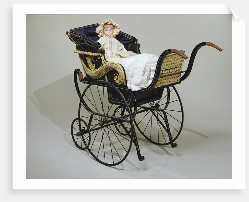 Pram and Wax Doll. England and Germany, 1880s by Unknown