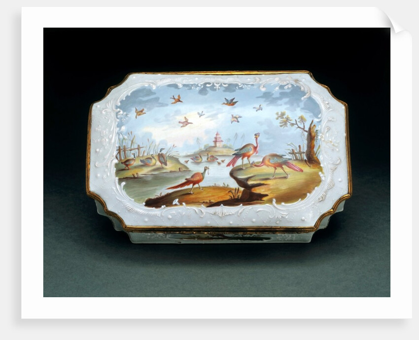 Box depicting peakcocks by Unknown