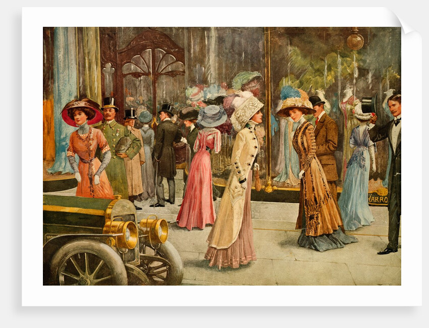 Men and women outside the entrance of Harrods. London, early 1900s century by Unknown