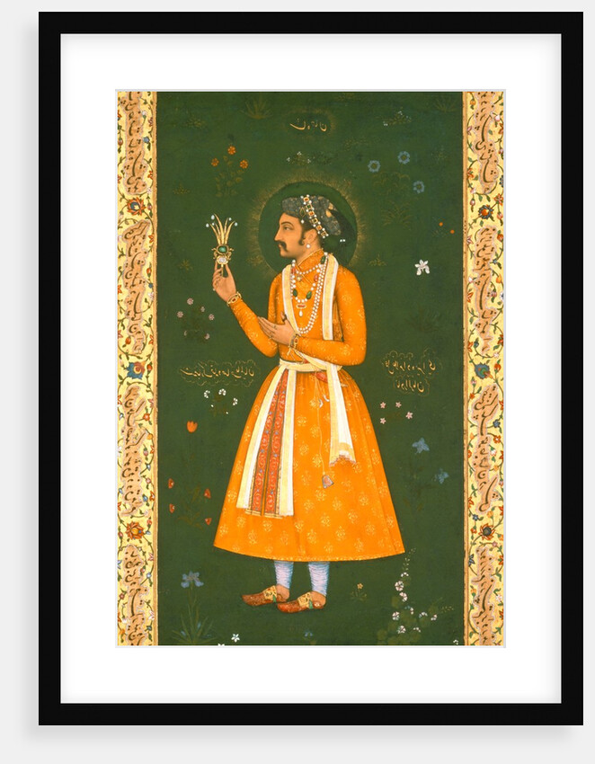 Portrait of Prince Khurran, later Shahbuddin Mohammed Shah Jahan, Mughal Emperor of India, holding a turban ornament or jewel by Abu'l Hasan
