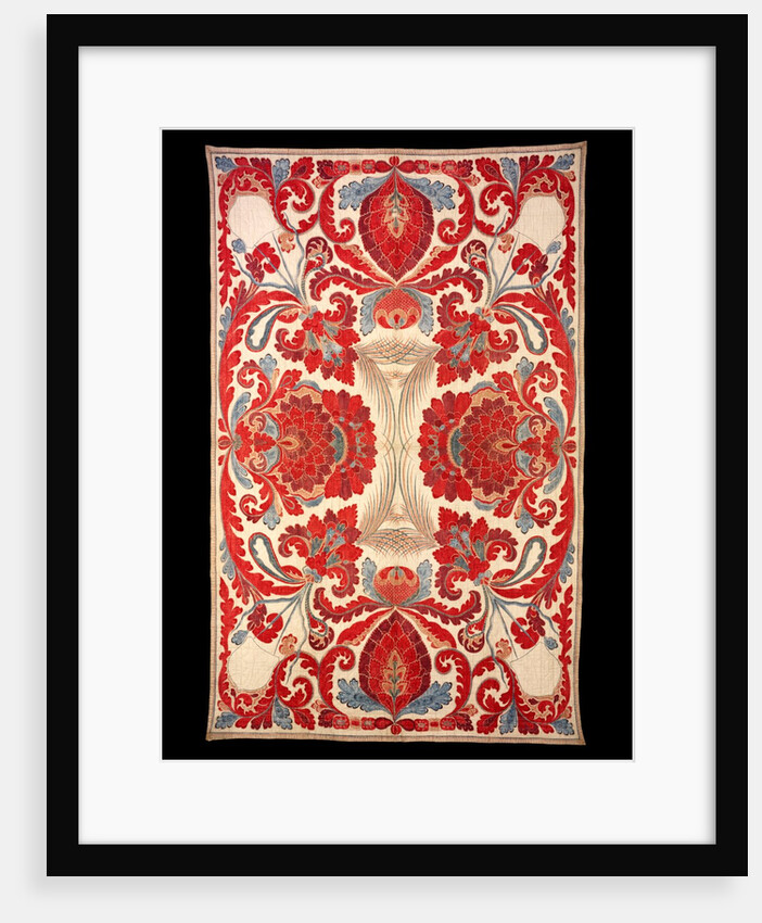 Quilted bed-cover with large palmettes and flowers by Anonymous