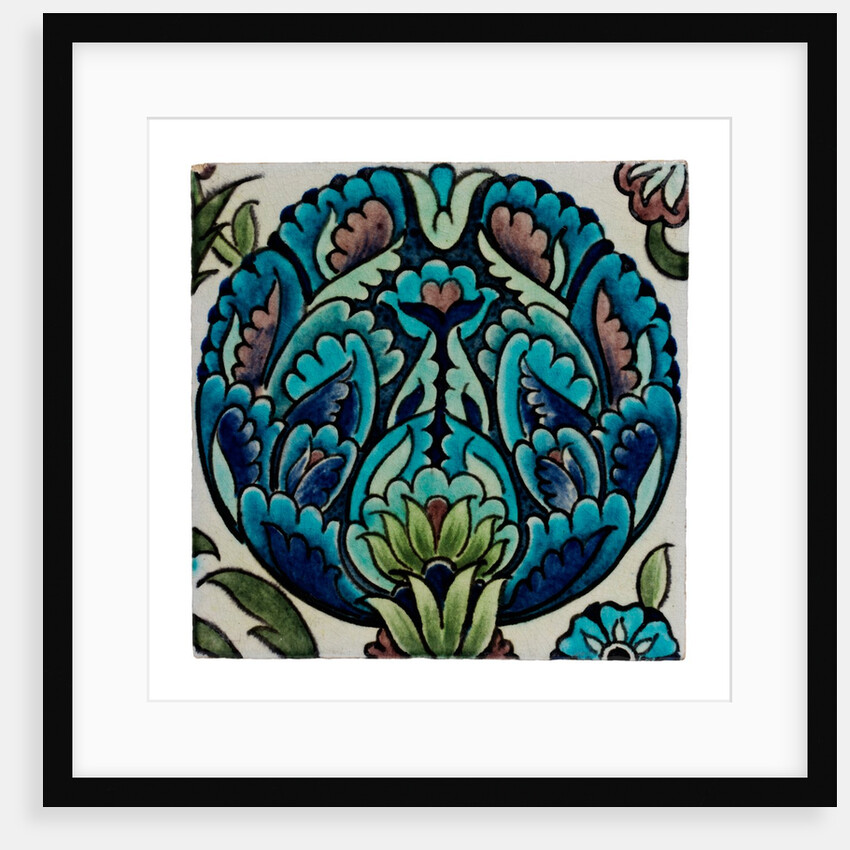 Flower head tile by William De Morgan