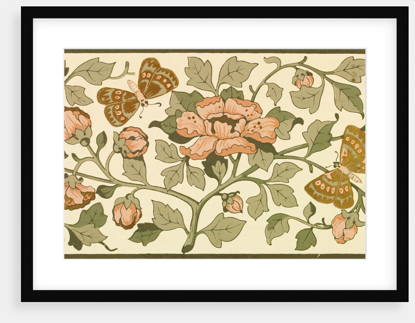Wallpaper with branches of flowers and butterflies by Bruce James Talbert
