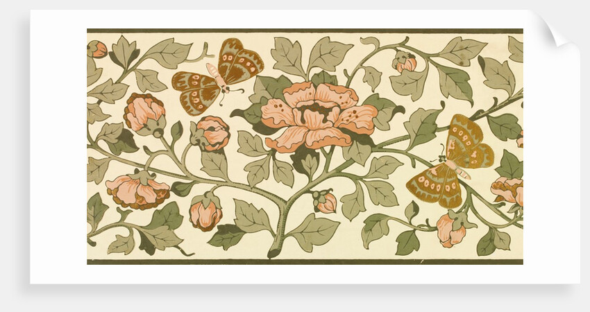 Wallpaper with branches of flowers and butterflies by Bruce James Talbert