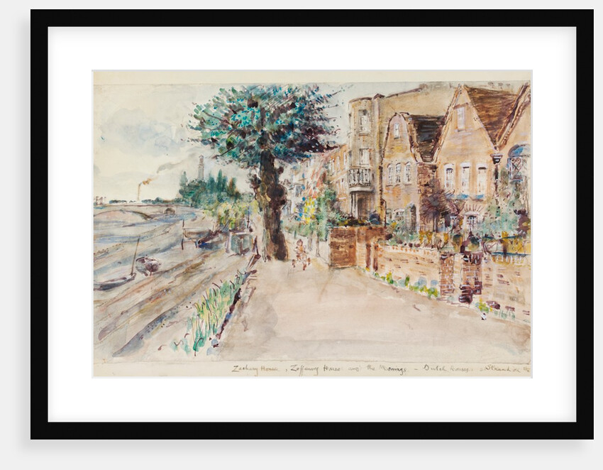 Zachary House, Zoffany House and the Moorings, Strand-on-the-Green, Chiswick by Archibald Standish Hartrick